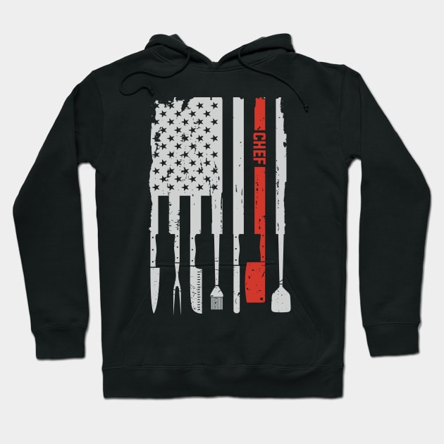 Vintage Chef Cook Culinary Knife Knives American Flag Hoodie by mrsmitful01